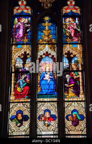 Europa, Deutschland, Bayern, Regensberg, St.-Petri Dom, Glasfenster. Stockfoto