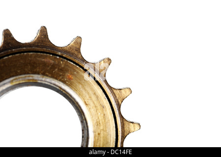Nahaufnahme von einem gebrauchten Fahrrad-Kettenrad Stockfoto