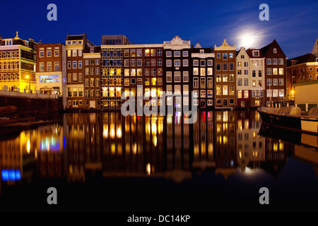 Nachtansicht von Amsterdam, Holland Stockfoto