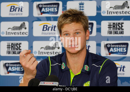 Chester-Le-Street, UK. 7. August 2013. Steven Smith während der Pressekonferenz vor der Investec Asche 4. Testspiel im The Emirates Riverside Stadium, am 7. August 2013. Bildnachweis: Mitchell Gunn/ESPA/Alamy Live-Nachrichten Stockfoto