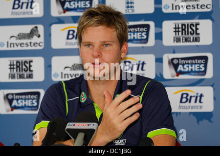 Chester-Le-Street, UK. 7. August 2013. Steven Smith während der Pressekonferenz vor der Investec Asche 4. Testspiel im The Emirates Riverside Stadium, am 7. August 2013. Bildnachweis: Mitchell Gunn/ESPA/Alamy Live-Nachrichten Stockfoto