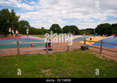 Kinder, die Spaß am Knockhatch Adventure Park nahe Hailsham East Sussex Stockfoto