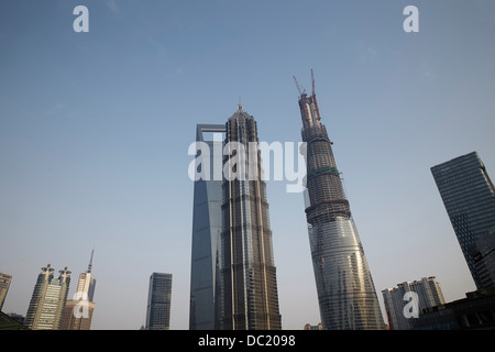Shanghai Tower, Jin Mao Tower und Shanghai World Financial Center, Shanghai, China Stockfoto