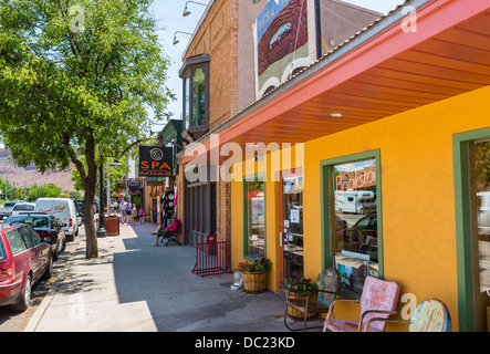 Main Street in der Innenstadt von Moab, Utah, USA Stockfoto