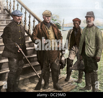 Grover Cleveland und Freunde nach einem Tag von der Ente-shooting am Haus von General Alexander im SC, Anfang 1900. Hand - farbige Raster eines Fotos Stockfoto