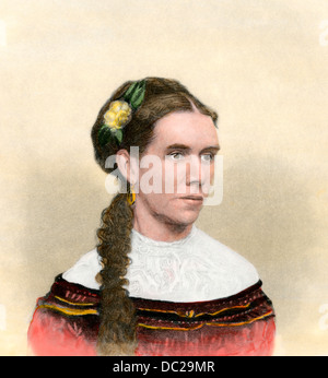 Martha Johnson Patterson, die Tochter von Präsident Andrew Johnson, der als Weiße Haus Gastgeberin serviert. Hand - farbige Gravur Stockfoto