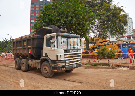 Straße Bauarbeiter, Viertel Miraflores in Lima, Peru. Stockfoto