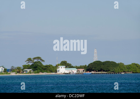 Belize, Stann Creek, Sapodilla Cayes Marine Reserve. Meerblick von Hunting Caye. Stockfoto