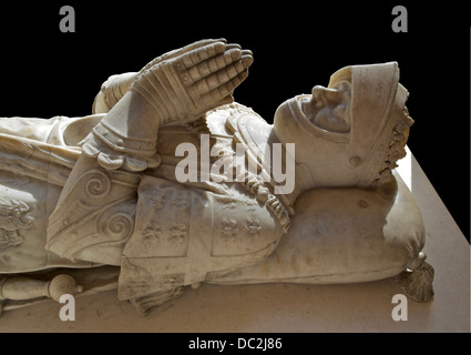 Detail der Liegerad-Statue über dem Grab von Anne de Montmorency (1493-1567) Stockfoto