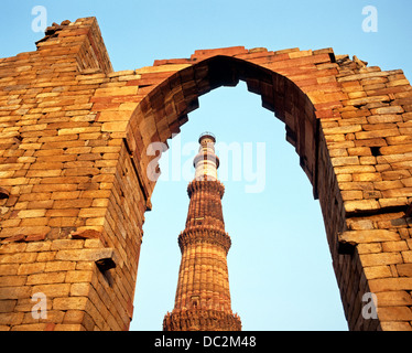 Qutb Minar Moschee (die Welten höchste frei stehende Minarett), Old Delhi, Delhi Union, Indien. Stockfoto