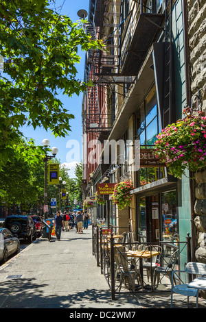 Cafe am 1st Avenue im Stadtteil Pioneer Square, Seattle, Washington, USA Stockfoto