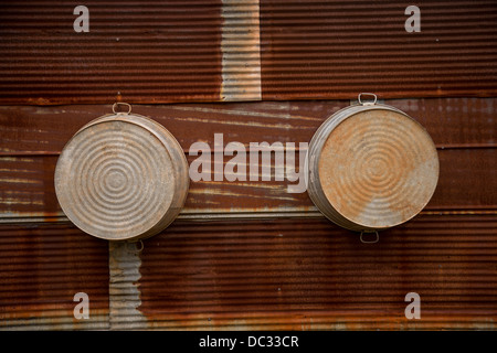 Alten Wäsche Wannen im Musée Präsident Jimmy Carter Knabenalter Farm 6. Mai 2013 in Plains, Georgia. Stockfoto