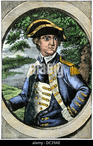 Benedict Arnold portrait in Nürnberg 1778 veröffentlicht. Hand - farbige Holzschnitt Stockfoto