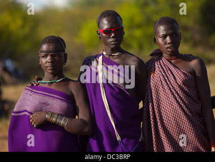 Bodi-Stamm Frauen, Hana Mursi, Omo-Tal, Äthiopien Stockfoto