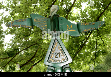 National Cycle Network anmelden Südlondon park Stockfoto