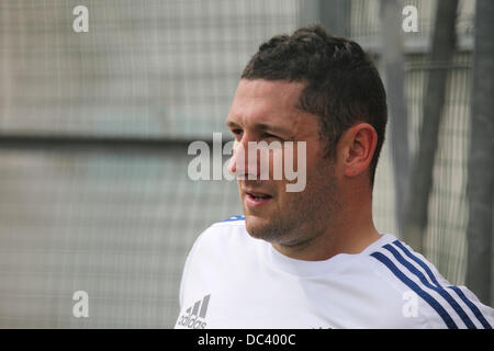 Durham, Großbritannien. 8. August 2013. Tim Bresnan an Englands Trainingseinheit am Riverside Boden im Chester-le-Street. Die Session war das letzte Team Praxis vor der 4. Investec Asche Testspiel zwischen England und Australien. © whyeyephotography.com/ Stockfoto