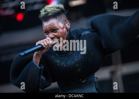 Haut der englischen Band Skunk Anansie tritt beim Sziget Festival in Budapest (Ungarn) Stockfoto