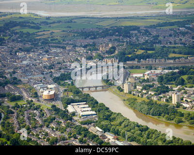 Lancaster, North West England UK aus der Luft zeigt den Fluss Lune Stockfoto