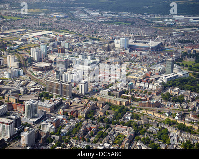 Luftaufnahme von Cardiff City Centre, South Wales, UK Stockfoto