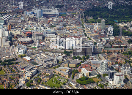 Luftaufnahme von Cardiff City Centre, South Wales, UK Stockfoto