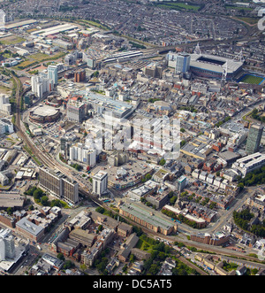 Luftaufnahme von Cardiff City Centre, South Wales, UK Stockfoto