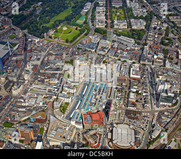 Luftaufnahme von Cardiff City Centre, South Wales, UK Stockfoto