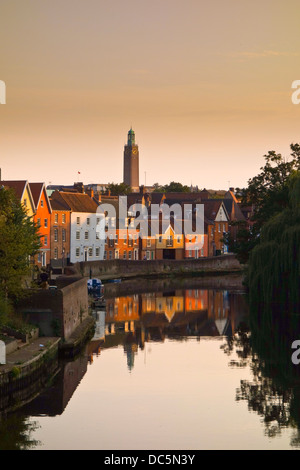 Kai Seite und Fluss Wensum Norwich Stockfoto