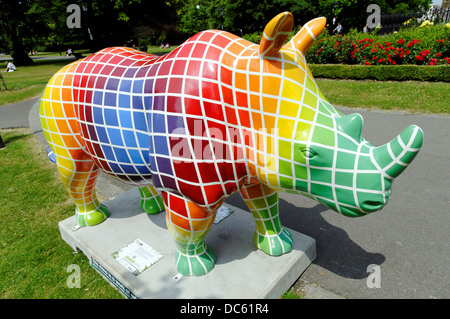 Coloured Cube, Art Rhino Project, Southampton, Hampshire, England, GB, GB. Stockfoto