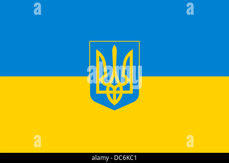 Bandiera Ucraina Con Stemma A Sinistra – 60x90cm – Bandiera Digni In Poliestere