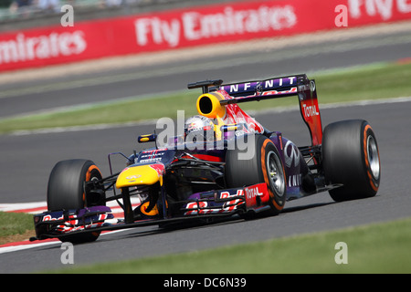 Sebastian Vettel, Red Bull Racing beim britischen Grand Prix F1 2013, Silverstone. Stockfoto