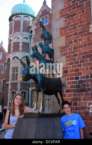 Berühmte 4 Bremer Stadtmusikanten, hanseatische Stadt Bremen, Deutschland Stockfoto