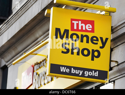 Geld Shop anmelden, Marble Arch, London, UK. Stockfoto