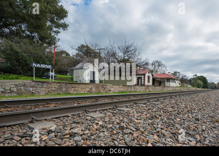 Die stillgelegten Nairne Bahnhof in South Australia. Stockfoto