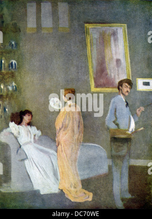 Dieses Gemälde mit dem Titel The Artist Studio, datiert bis 1865 als amerikanischen Künstler James Whistler in London war. Stockfoto