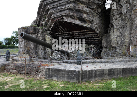 Batterie bei Crisbecq, die streckte den alliierten Angriff am d-Day Stockfoto