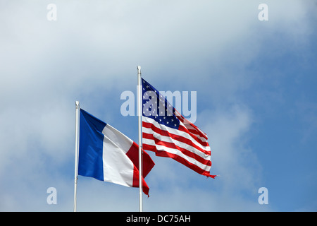 Amerikanische und französische Fahnen, Entente Cordiale. Stockfoto