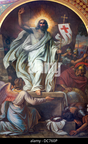 Wien - Juli 27: Fresko der Auferstehung von 19. Jhdt. in der Altlerchenfelder Kirche am 27. Juli 2013 Vienna. Stockfoto