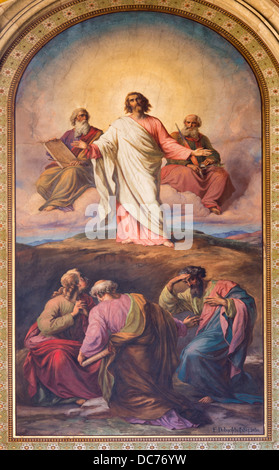 Wien - Juli 27: Fresko der Verklärung Jesu auf dem Berg Tabor von Franz Josef Dobiaschofsky Stockfoto