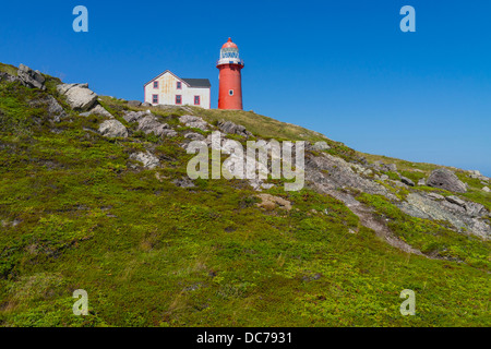 Die ferryland Leuchtturm auf einem hohen Hügel in Neufundland, Kanada. Stockfoto