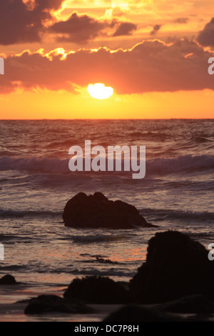 Dramatischen Sonnenuntergang Porthmeor Beach St.Ives Cornwall England entnommen. Stockfoto