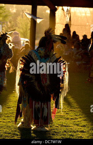 Tänzer im Tamkaliks Pow Wow im Wallowa Valley in Oregon. Stockfoto