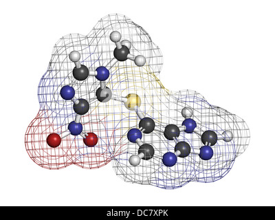 Azathioprin immunosuppressive Droge, chemische Struktur. Verwendet, um zu verhindern, dass Transplantatabstoßung und zur Behandlung von Autoimmun-Krankheit Stockfoto