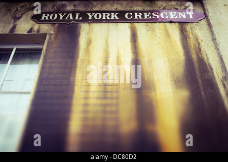 Alte Straße Namensschild in Clifton, Bristol. Royal York Crescent Stockfoto