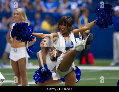 Indianapolis, IN, USA. 11. August 2013. 11. August 2013: Indianapolis Colts Cheerleader während des Spiels zwischen den Buffalo Bills und die Indianapolis Colts im Lucas Oil Stadium in Indianapolis, IN. Die Buffalo Bills besiegte die Indianapolis Colts 44-20. Bildnachweis: Csm/Alamy Live-Nachrichten Stockfoto