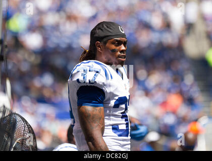 Indianapolis, IN, USA. 11. August 2013. 11. August 2013: Indianapolis Colts laufen zurück Kerwynn Williams (37) während des Spiels zwischen den Buffalo Bills und die Indianapolis Colts im Lucas Oil Stadium in Indianapolis, in. Die Buffalo Bills besiegte die Indianapolis Colts 44-20. Bildnachweis: Csm/Alamy Live-Nachrichten Stockfoto