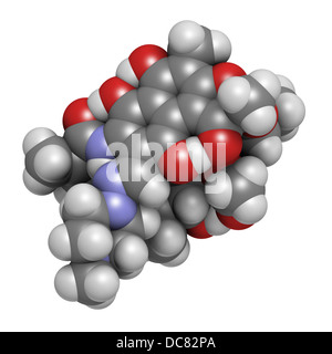 Rifampicin (Rifampin, Rifamycin Klasse) Tuberkulose Antibiotika, chemische Struktur. Stockfoto