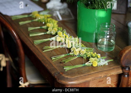 Wildblumen für Bräutigams Knopflöcher am Tag Hochzeit verwendet. Stockfoto