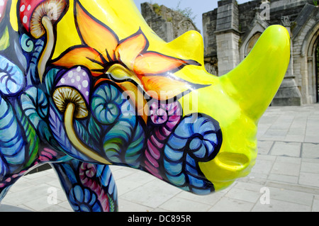 Psychedelisches Rhino, Art Rhino Project, Southampton, Hampshire, England, GB, GB. Stockfoto