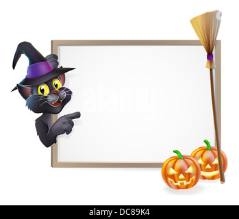 Beispiel für eine Halloween Schwarze Hexe Cat Zeichen Hintergrund Stockfoto