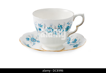 China Porzellan Tee Tasse Blume weiß Hintergrund Stockfoto